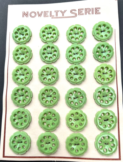 Soft Lime Green 2.2cm Vintage French Buttons - 6 or 24