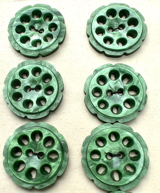 Shimmery Icy Green 2.2cm Vintage French Buttons - 6 or 24