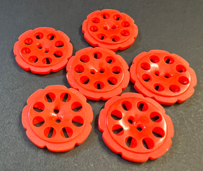 6 Soft Red 1.7cm or 2.2cm Vintage French Buttons