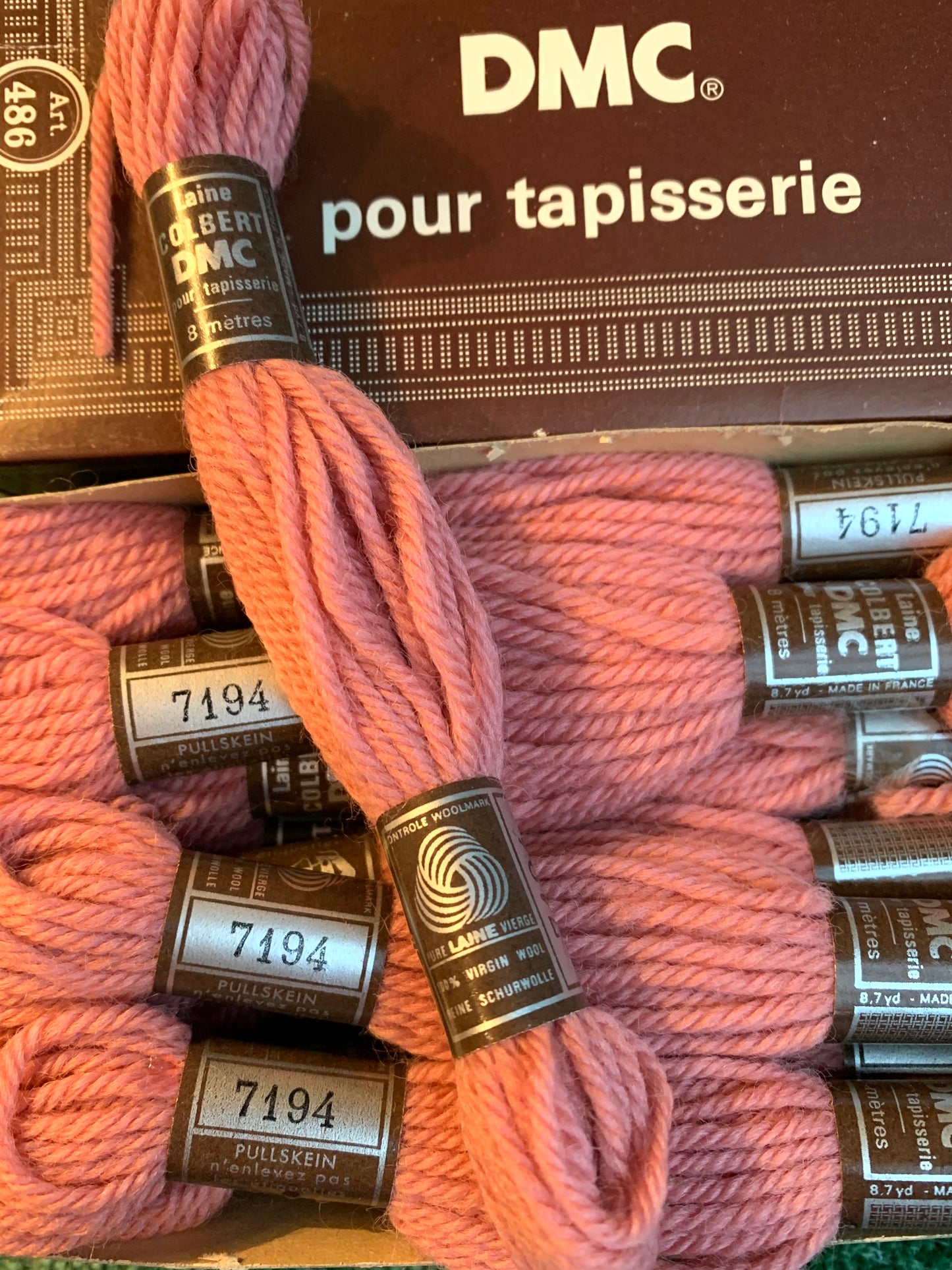 8.7yd Skein of Vintage French Pure Wool Dusty Pink Tapestry or Darning Wool