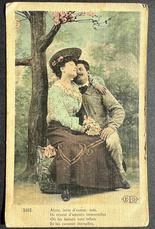 2 French Romantic Postcards dated 1916