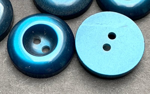 6 Shimmery Deep Teal Blue 1.6cm Dome Shaped Vintage Lucite Buttons