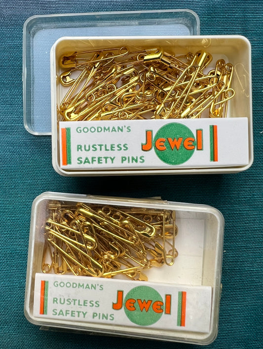 1940s Box of Tiny Golden Safety Pins
