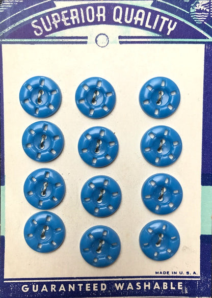 Modernist Azure Blue Buttons - Choice of Sizes