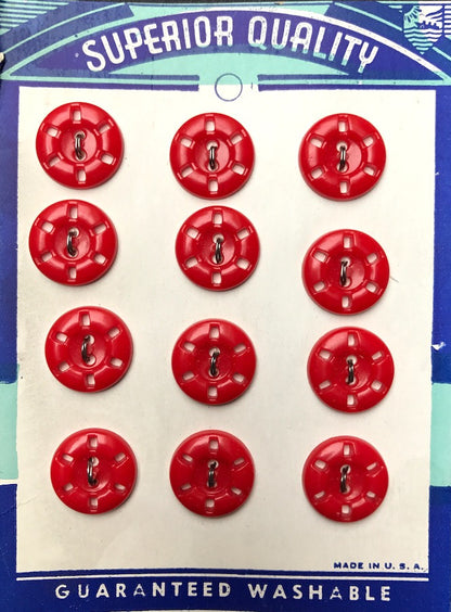 Vintage  Bright Red  Buttons - Choice of Quantity and Size