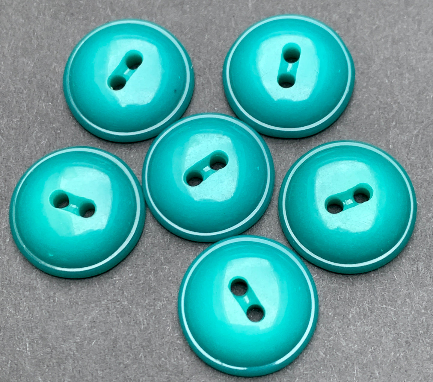 6 Turquoise/Teal 1.5cm Dome Shaped Vintage Buttons
