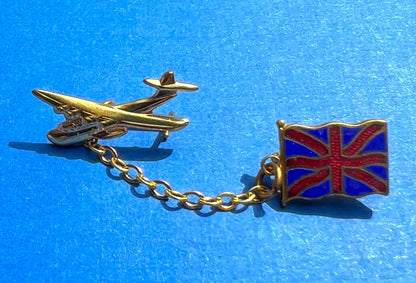 1940s Enamel Aeroplane & Union Jack Brooch