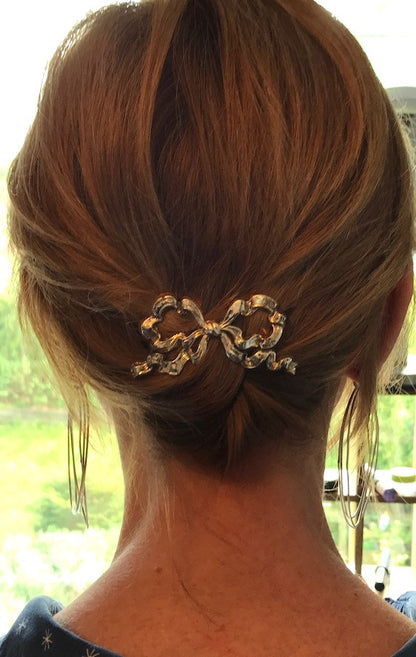 Glorious 1950s Golden Glamour Bow Hair Clip - Made in England