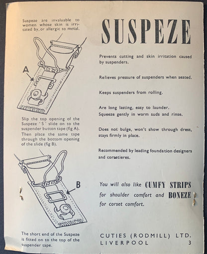 1940s SUSPEZE Foam Rubber Suspender Cushions For Suspender Comfort