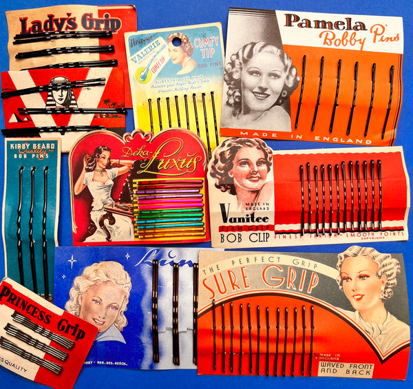 10 Vintage 1930s and 40s Hair Pin Display Cards