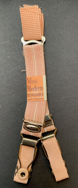 1940s Miss Modern "DETACHABLE" Pink SUSPENDERS 2cm wide -2 Pairs