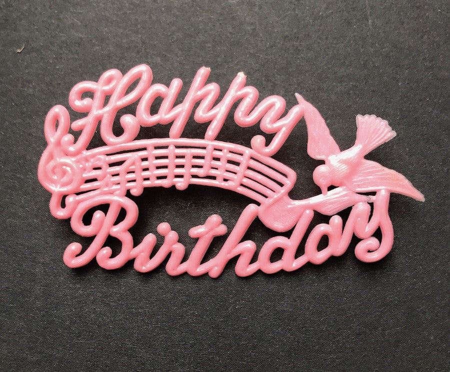 3 Vintage "Musical" Bird HAPPY BIRTHDAY Cake Toppers