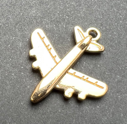 2.3cm Gold Tone Aeroplane Charm/ Pendant