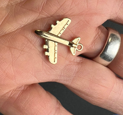 2.3cm Gold Tone Aeroplane Charm/ Pendant