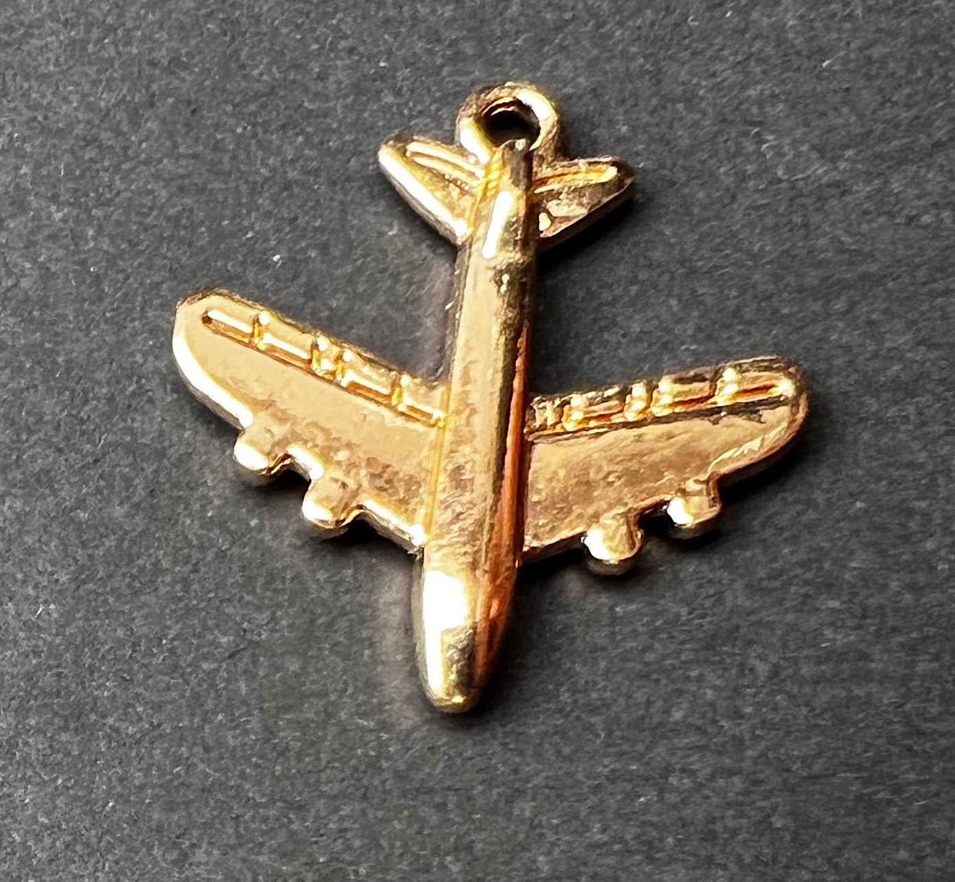 2.3cm Gold Tone Aeroplane Charm/ Pendant