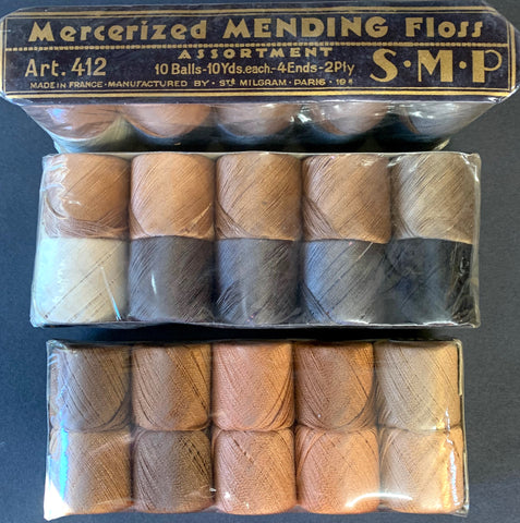 Vintage French Mercerized Mending Floss 10 balls x 10 yds