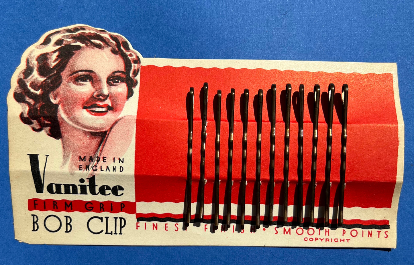 Happy 1940s "Vanitee" BOB CLIP FIRM GRIPS  Made in England