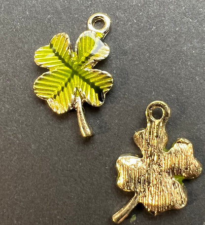 Green Enamel Four Leaf Clover 1.3cm Charm