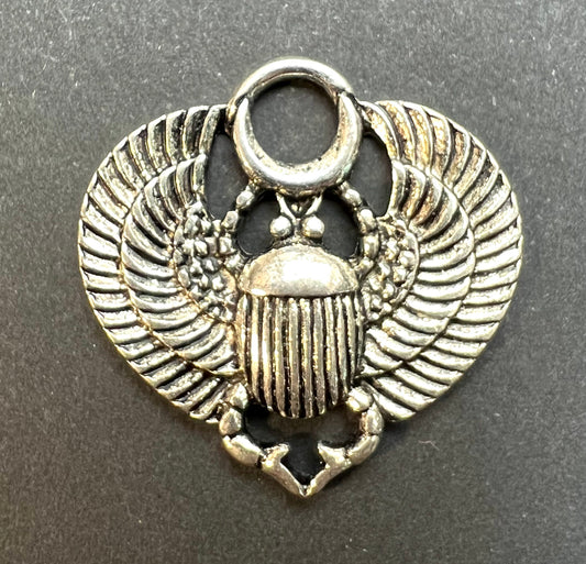 2.8cm wide Egyptian Winged Scarab Beetle Charm / Pendant