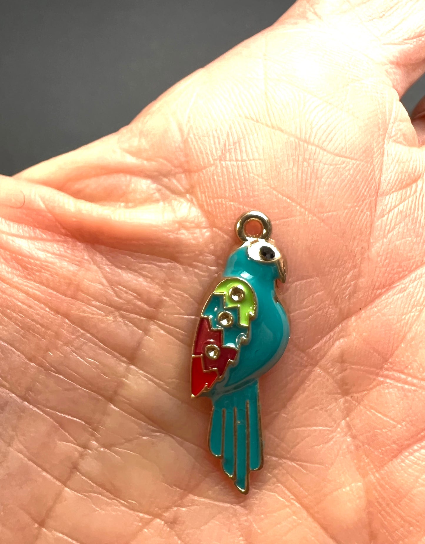 3cm tall Colourful Enamel Parrot Charm / Pendant