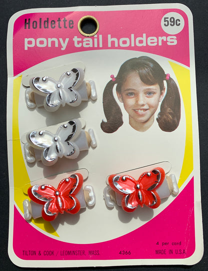 Gloriously 1970s Butterfly Pony Tail Barrettes