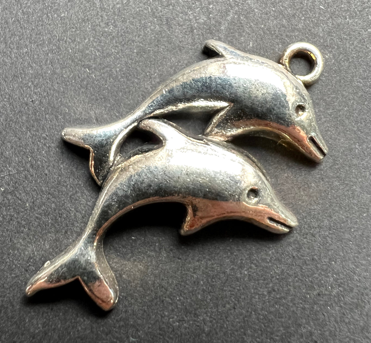 Pair of Frolicking Dolphins 3cm  Charm / Pendant