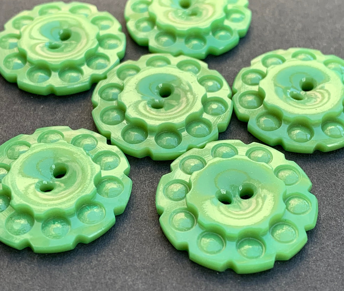 2.2cm Sea Green 1930s  Buttons - 6 of them
