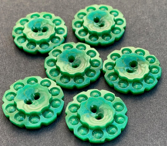 1.7cm or 2.2cm Jade Green Vintage Buttons - 6 of them