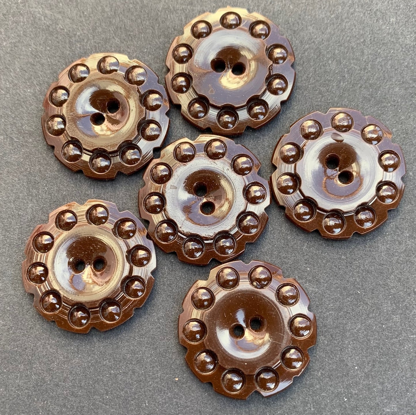 2.2cm Dark Brown Shiny Vintage Buttons - 6 or 24