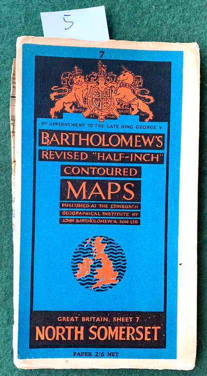 1940s, 50s Maps of North Somerset Sheet 7. Incl. Bristol, Cardiff, Devizes
