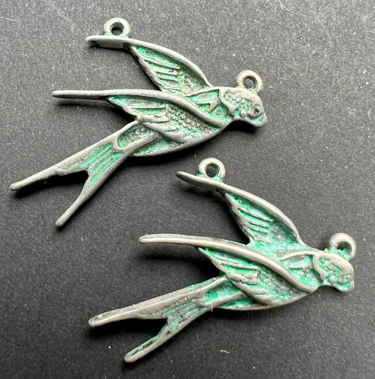 Verdigris Swallow 3cm wide Pendant