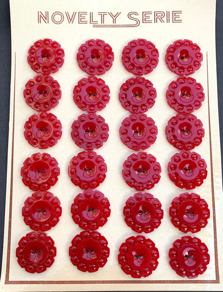 Crimson Red Vintage Buttons - 1.7cm or 2.2cm, Lots of 6 or Sheet of 24