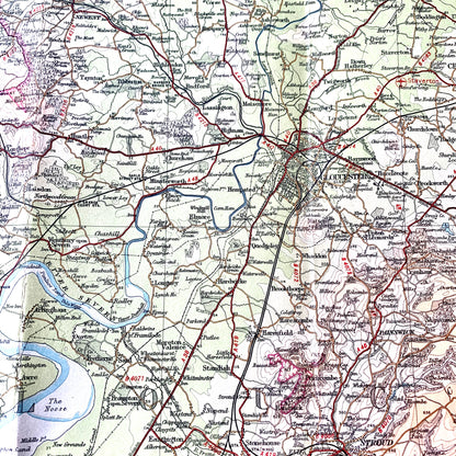 Detailed 1940s to 60s Maps of Wye Valley incl. Cheltenham, Gloucester, Stroud.