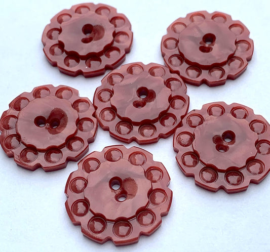 Sangria coloured vintage  Buttons - 1.7cm or 2.2cm, Lots of 6 or Sheet of 24