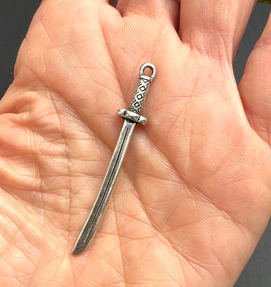 5cm Silver Tone Sword Pendant or Necklace