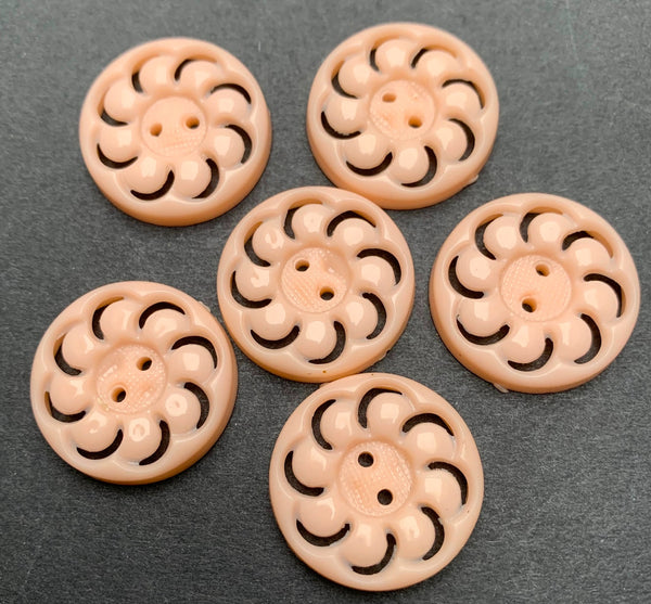 Vintage French Pale Pink 2.3cm or 1.8cm Swirl Buttons - Lots of 6, 12 or 24