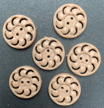 6 Soft Fawn / Beige Vintage French 2.3cm Buttons