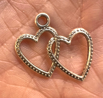 3 Silver Tone 2.3cm Intertwined Heart Charms