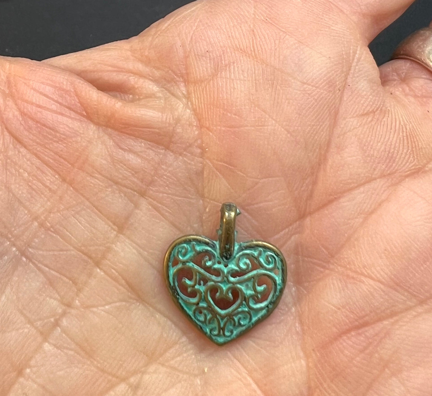 Little 1.5cm Verdigris Heart Charm