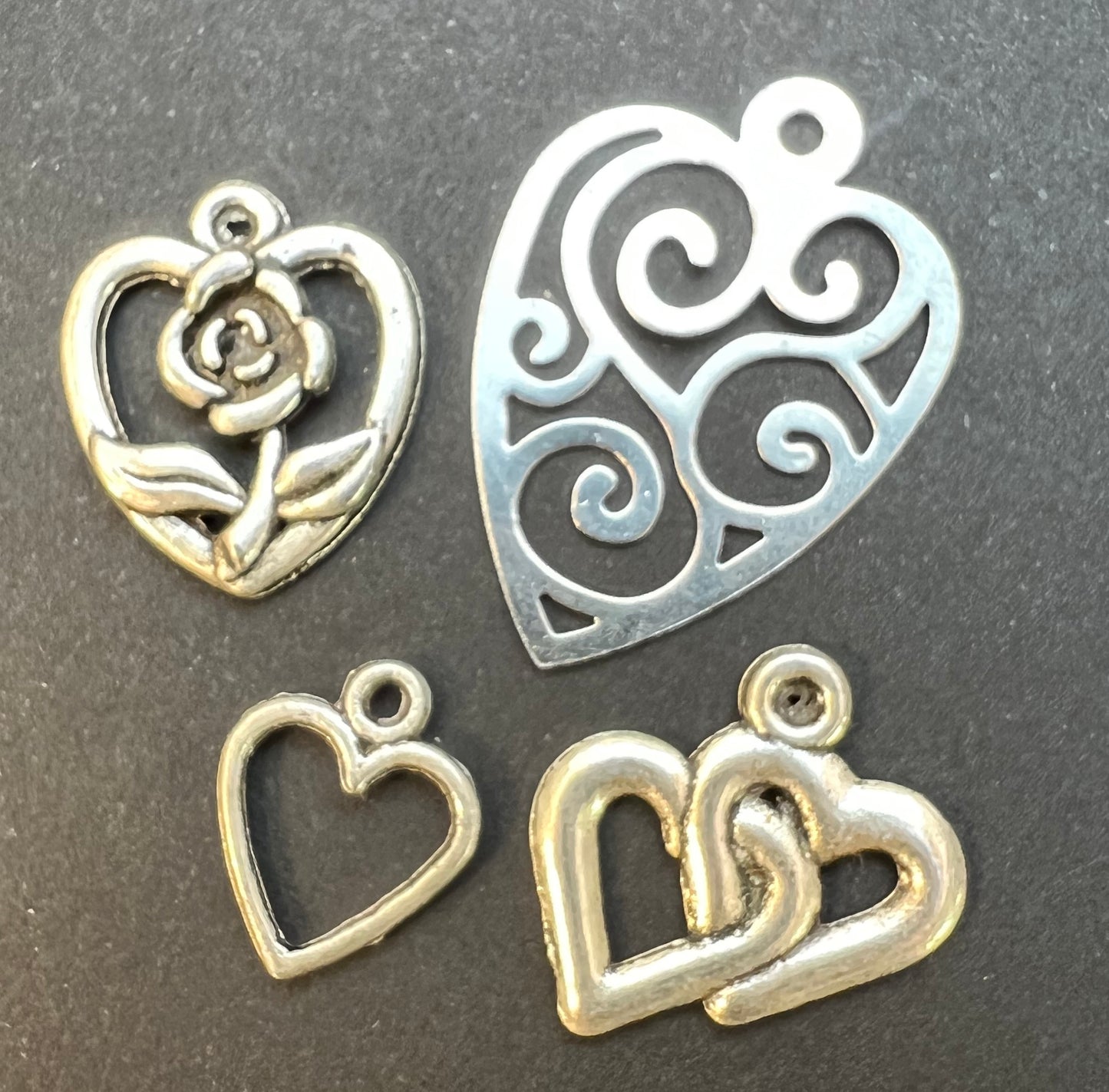 Set of 4 Heart Charms (A)