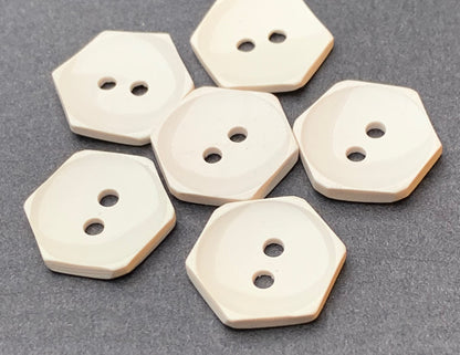 Shiny White Vintage 1.5cm Hexagon shaped Buttons