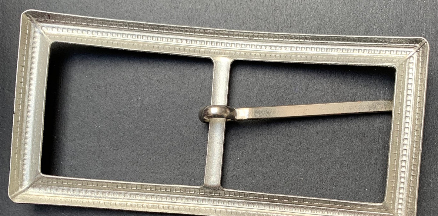 Vintage 1940s Big 9 x 4.2cm Silver Tone Metal Belt Buckle - Old Shop Stock
