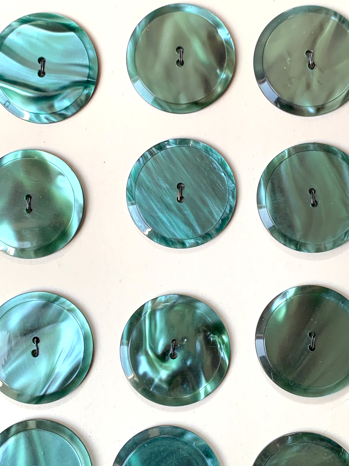 Glowing Silvery Green Vintage Moonglow Lucite Buttons 3cm, 2.5cm or 2cm -Made in England