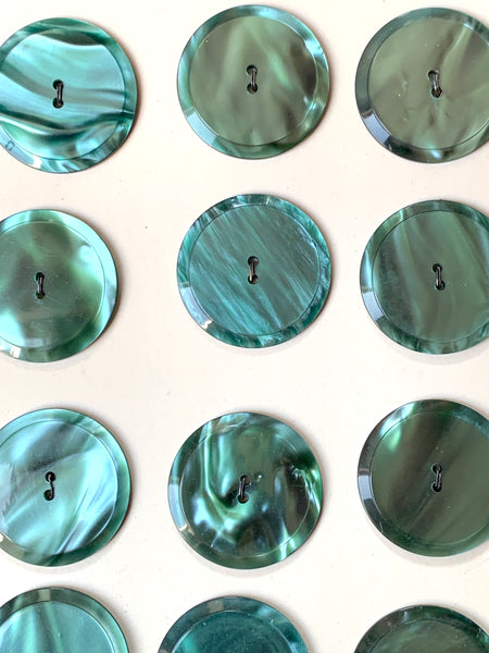 Glowing Silvery Green Vintage Moonglow Lucite Buttons 3cm, 2.5cm or 2cm -Made in England