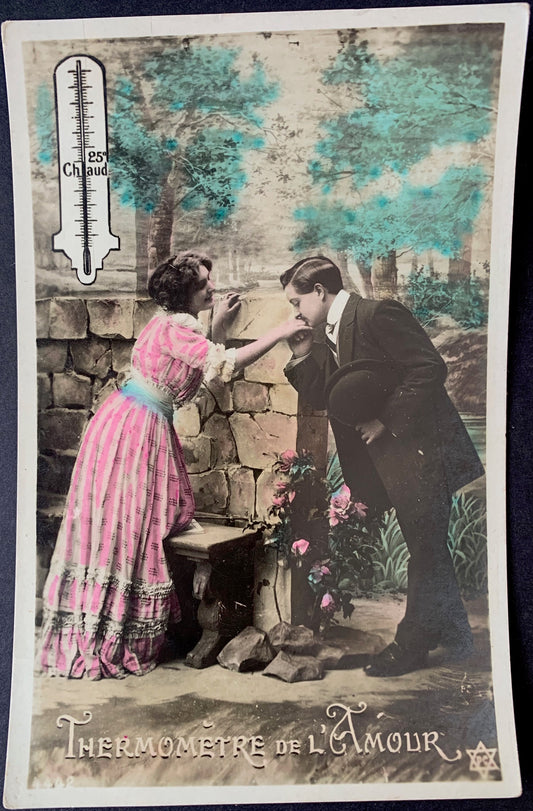 THERMOMETRE DE L'AMOUR Romantic Edwardian French Postcard
