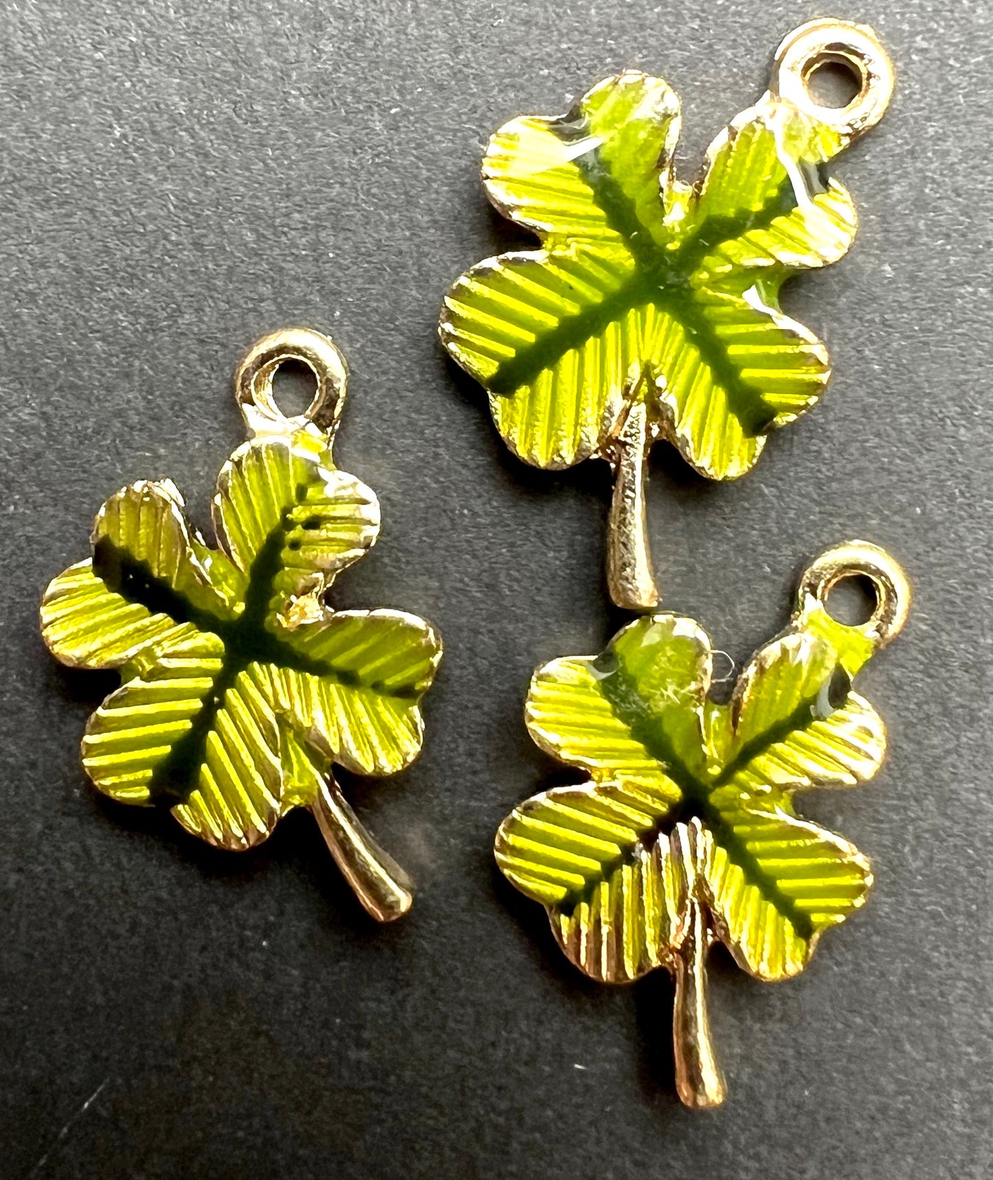 Green Enamel Four Leaf Clover 1.3cm Charm