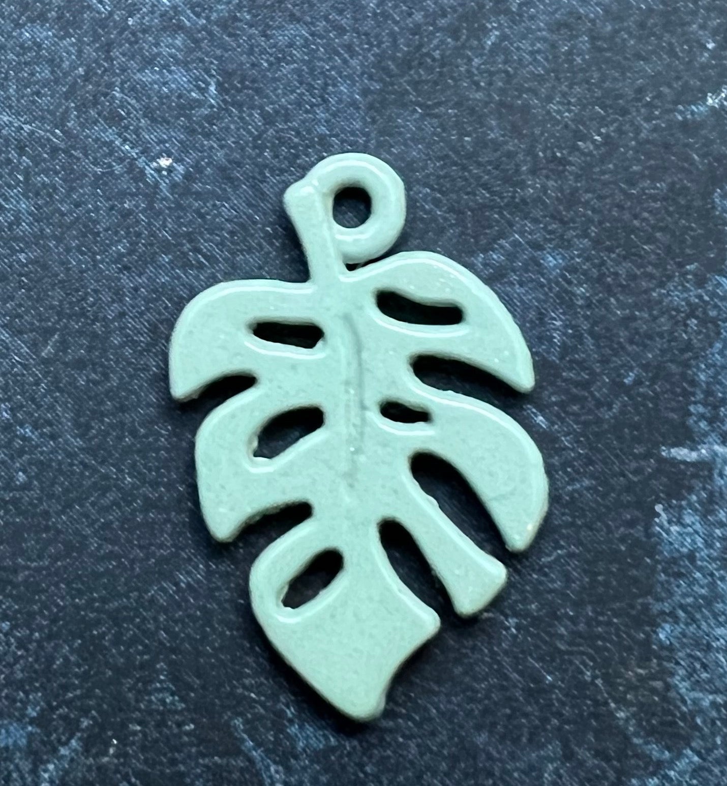 Enamel Monstera  Leaf 2cm Charm / Pendant