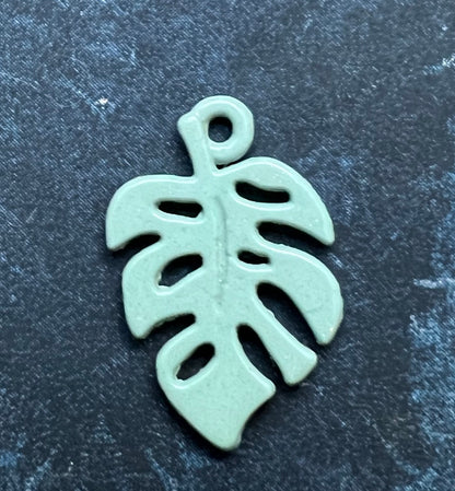 Enamel Monstera  Leaf 2cm Charm / Pendant