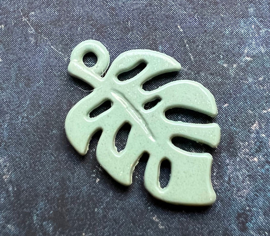 Enamel Monstera  Leaf 2cm Charm / Pendant