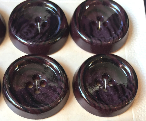 12 Big 3.4cm Marbled Plum Vintage Buttons